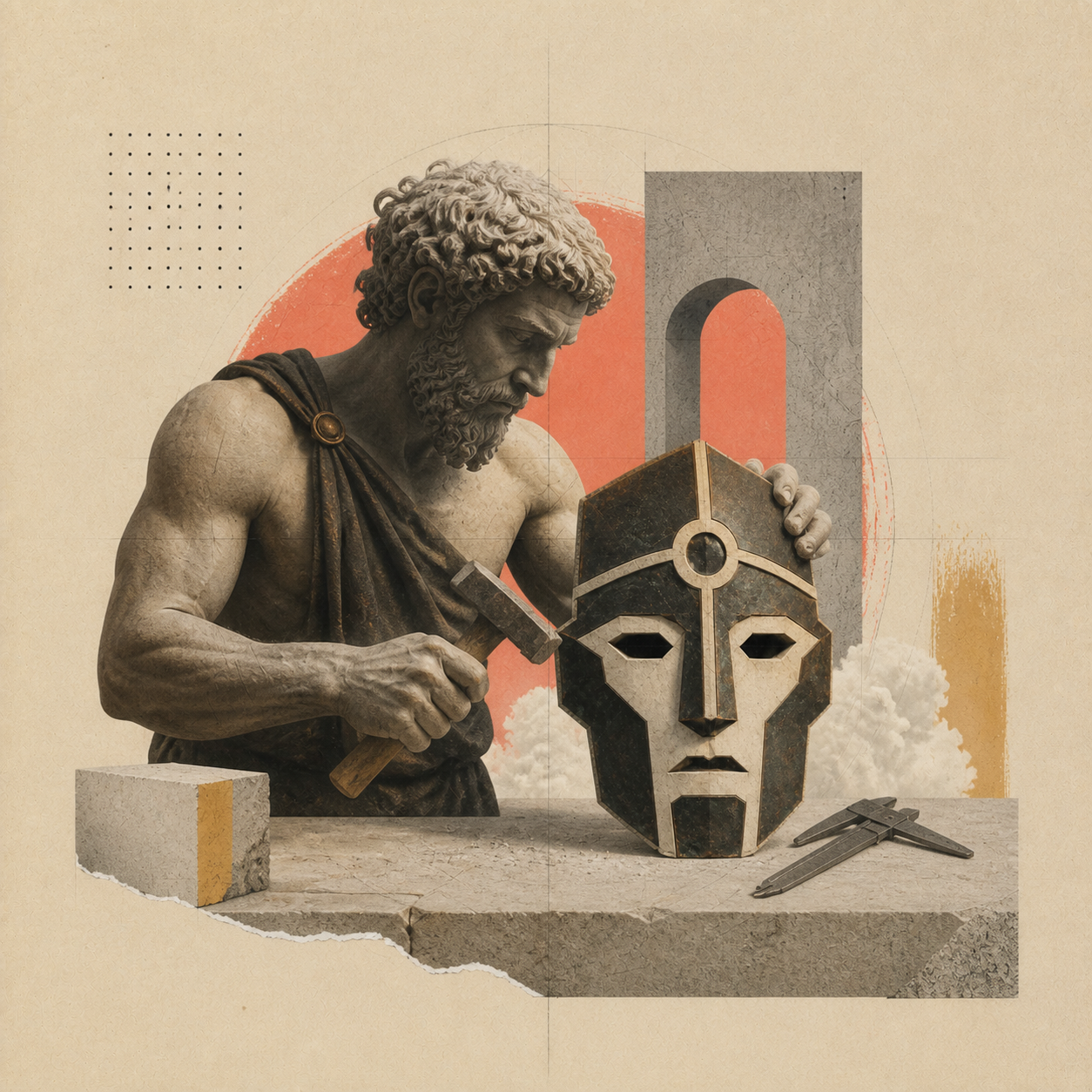 Efesto forgia la maschera di Talos nella sua officina