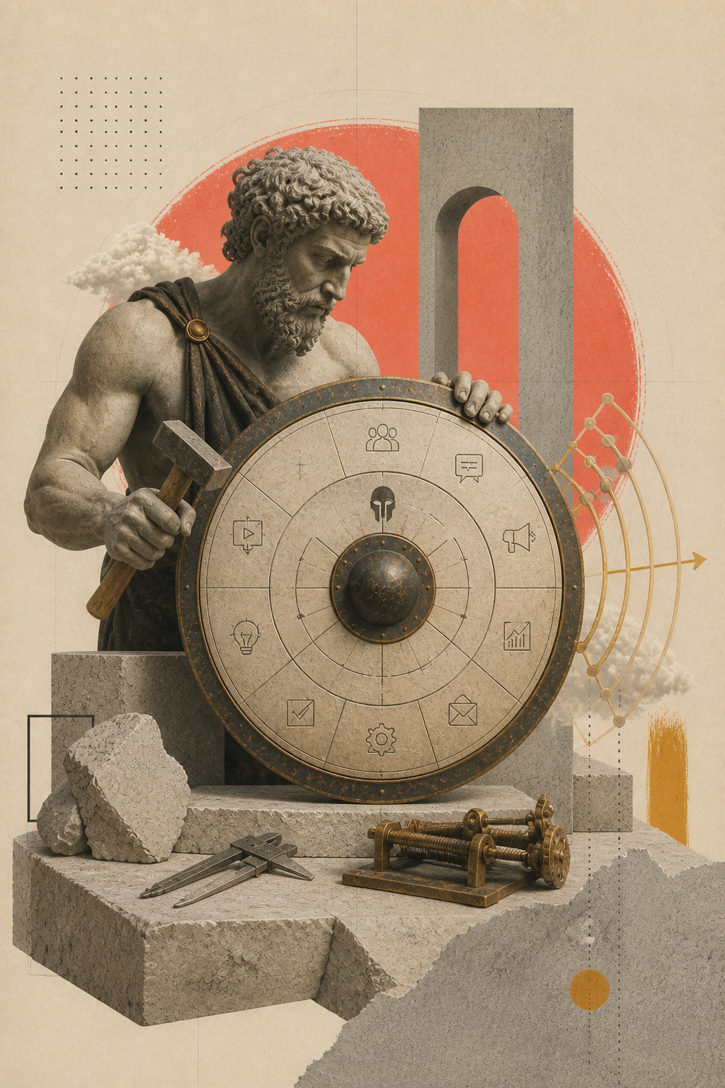 Scudo di Achille trasformato in una mappa di comunicazione