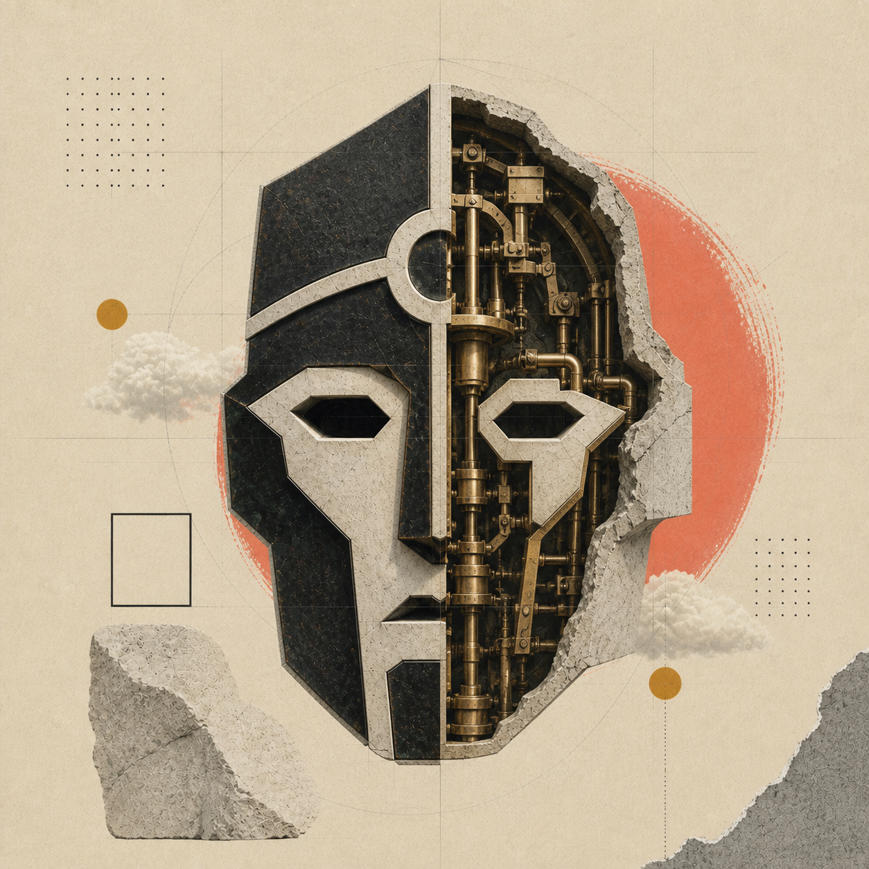 Sezione della maschera di Talos che rivela il meccanismo interno